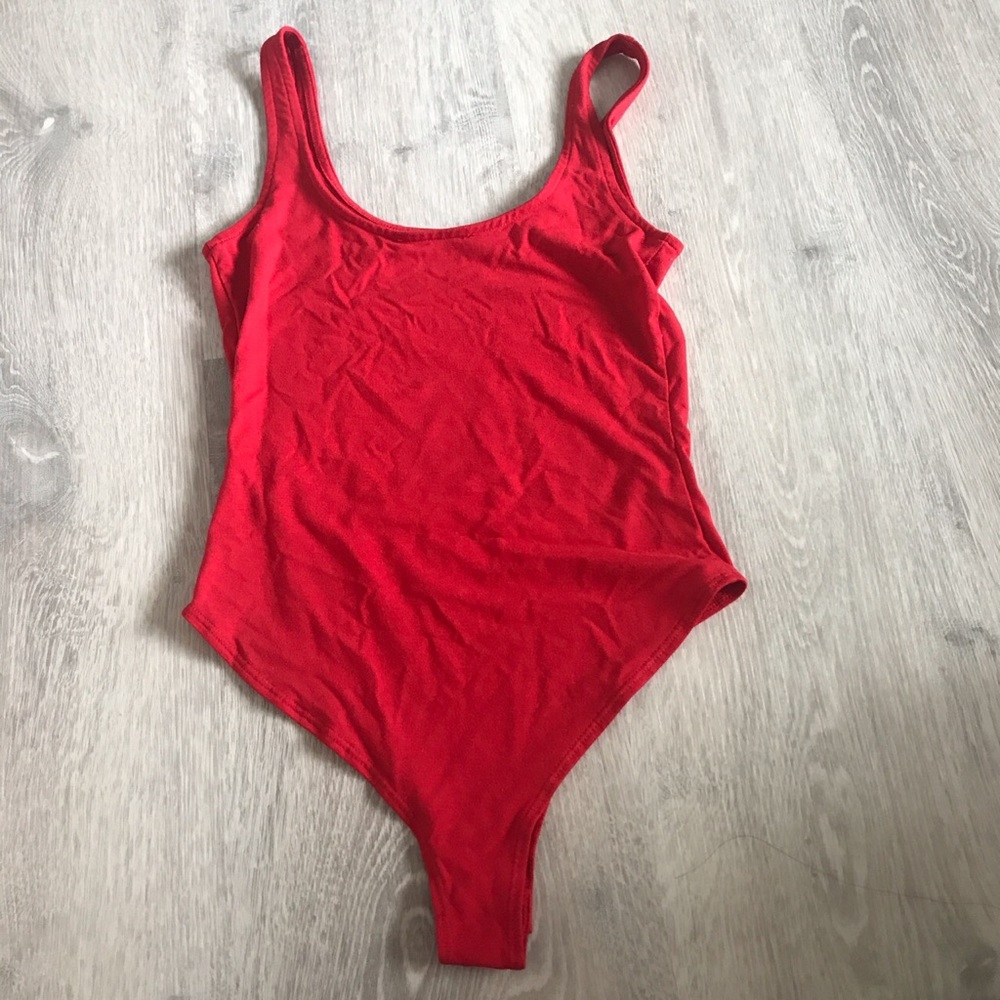 Red tanktop bodysuit